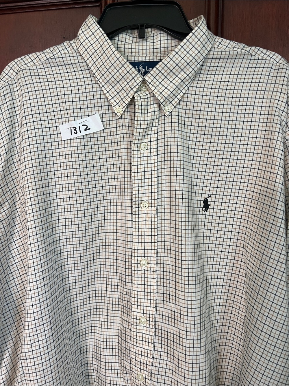 Polo by Ralph Lauren Cream Button-Down Check Shirt with Navy Plaid
